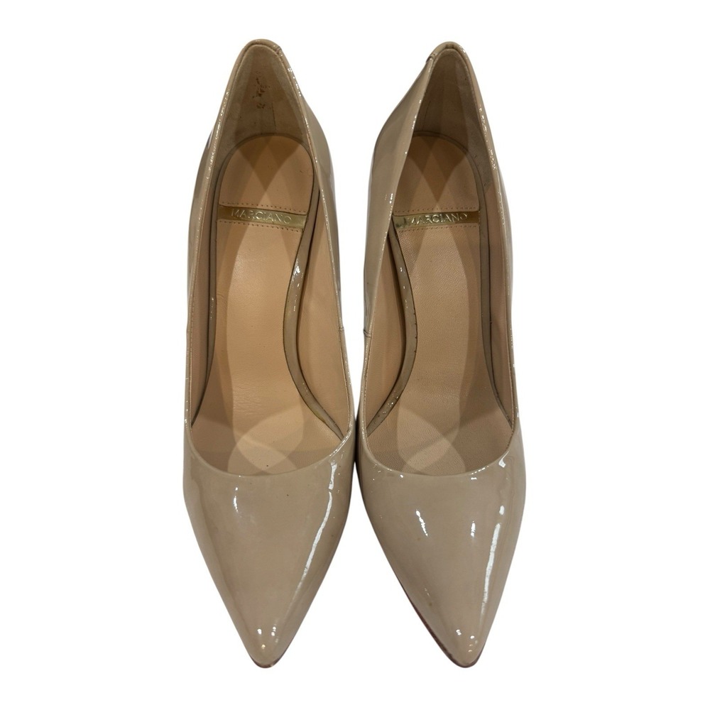 Marciano Pumps Womens 5.5M Nude Excellent Patent Leather Goldβ Heel Pointed Toe
